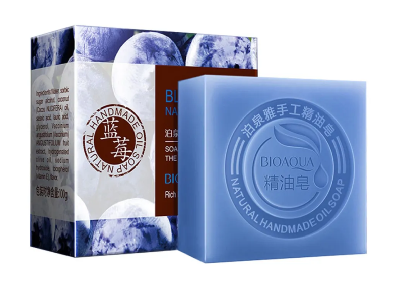 Мыло для лица и тела с Черникой (Blueberry Essential Oil Soap Bioaqua) 100 г