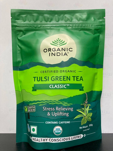 АКЦИЯ! Чай Тулси Зеленый чай Органик Индия (Tulsi Green Tea Organic India) 100 г — 