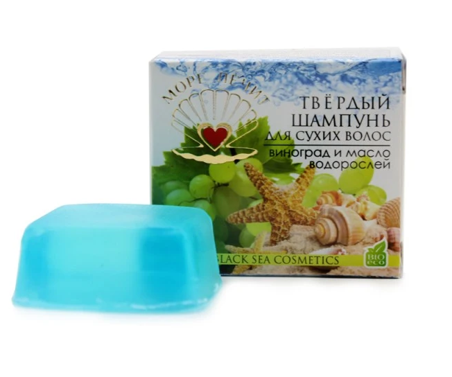 Твердый шампунь для сухих волос Виноград и масло водорослей (Море лечит) 30 г