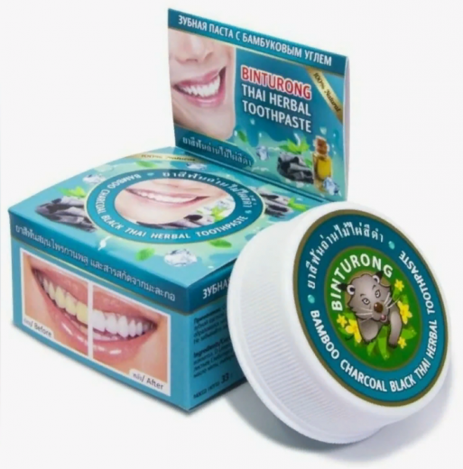 Зубная паста с бамбуковым углем (Binturong Bamboo Charcoal Black Thai Herbal Toothpaste) 33 г — 