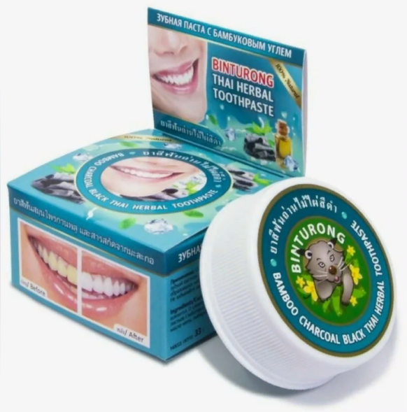 Зубная паста с бамбуковым углем (Binturong Bamboo Charcoal Black Thai Herbal Toothpaste) 33 г