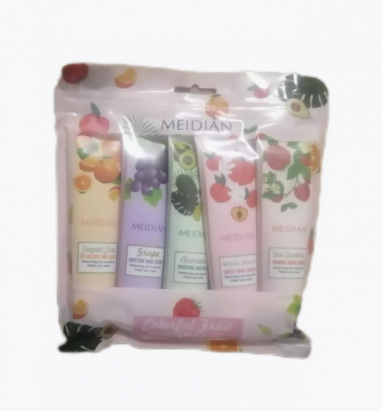 Набор кремов для рук фруктовый: виноград, цитрус, авокадо, персик, клубника (Meidian colorful fruit hand cream set) 5 шт x 30 г