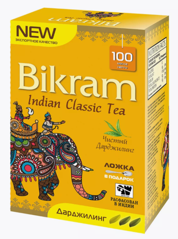 Чай черный индийский байховый листовой Дарджилинг Бикрам (Bikram Pure Darjeeling Tea) + ложка в подарок 100 г