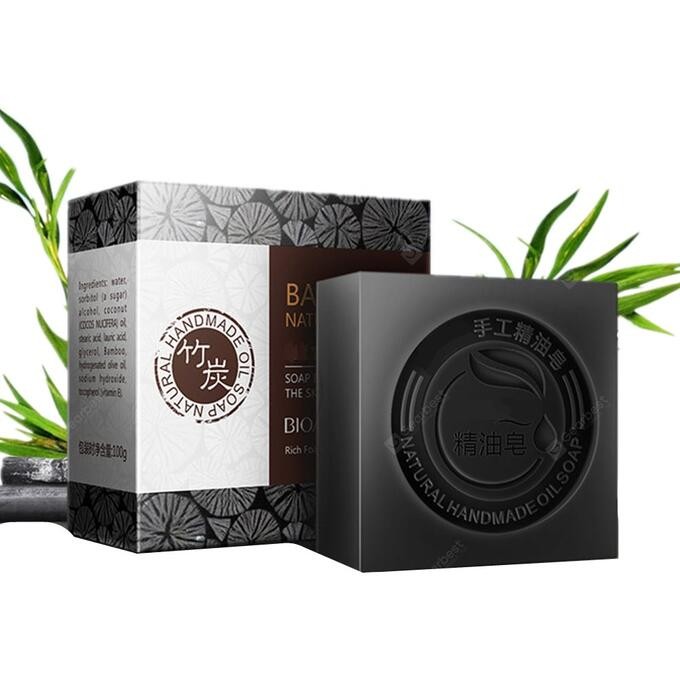 Мыло для лица и тела с бамбуковым углем (Bamboo charcoal Essential Oil Soap Bioaqua) 100 г