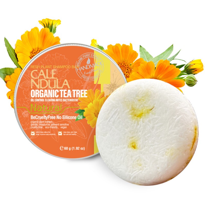 Твердый шампунь для волос с экстрактом Календулы (Natural Organic Calendula Shampoo Soap) 60 г