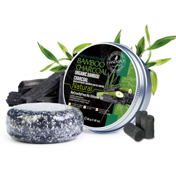 Твердый шампунь для волос с экстрактом Бамбукового угля (Natural Organic Bamboo Charcoal Shampoo Soap) 60 г