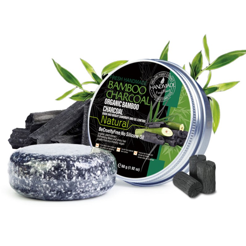 Твердый шампунь для волос с экстрактом Бамбукового угля (Natural Organic Bamboo Charcoal Shampoo Soap) 60 г