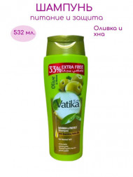 УЦЕНКА! Шампунь Оливка и Хна Питание и Защита СРОК ДО 03.2026 (Dabur Vatika Olive Henna Nourish And Protect) 532 мл