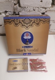 Благовония конусы стелющийся дым премиум Черный Сандал Сатья (Backflow Dhoop Cones Black Sandal Satya) 10 конусов