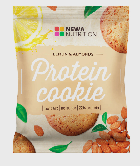Печенье протеиновое Лимон Миндаль БЕЗ САХАРА (Newa Nutrition Lemon Almonds Protein Cookie) 40 г