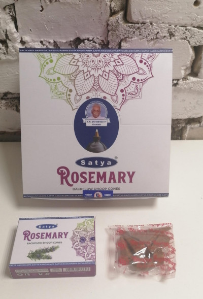 Благовония конусы стелющийся дым премиум Розмарин Сатья (Backflow Dhoop Cones Rosemary Satya) 10 конусов