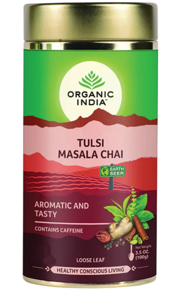УЦЕНКА! Чай Тулси Масала Органик Индия ПОМЯТА БАНКА (Tulsi Masala Chai Organic India) 100 г