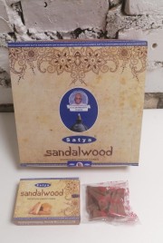 Благовония конусы стелющийся дым премиум Сандаловое дерево Сатья (Backflow Dhoop Cones Sandalwood Satya) 10 конусов