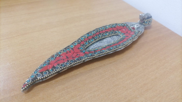 Подставка под благовония лыжа Красная мозаика металл 22 см