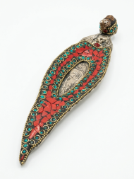 Подставка под благовония лыжа Красная мозаика металл 22 см