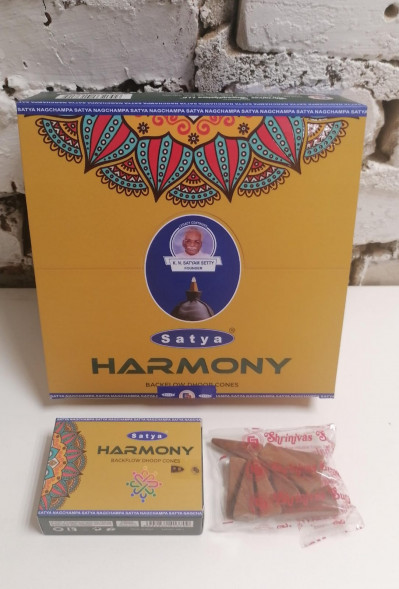 Благовония конусы стелющийся дым премиум Гармония Сатья (Backflow Dhoop Cones Harmony Satya) 10 конусов