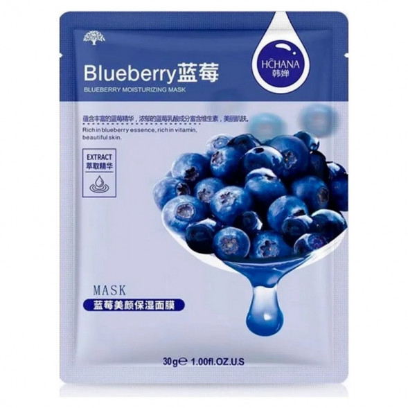 Маска для лица тканевая увлажняющая с экстрактом черники (Blueberry Moisturizing Facial Mask Hchana) 30 г
