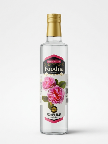 Розовая вода питьевая (Rose water Foodna) 500 мл