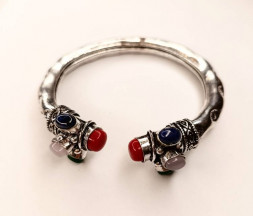 Браслет-манжета микс камень, металл 7,5 см 