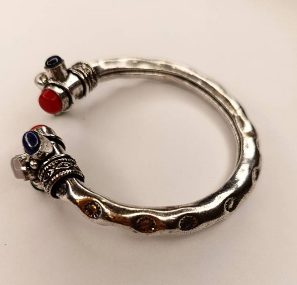 Браслет-манжета микс камень, металл 7,5 см 
