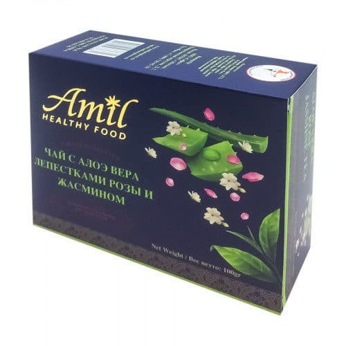 Чай с алоэ, розой и жасмином Амилфудс (Aloe Vera Rose Jasmine Tea Amilfoods) 100г — 