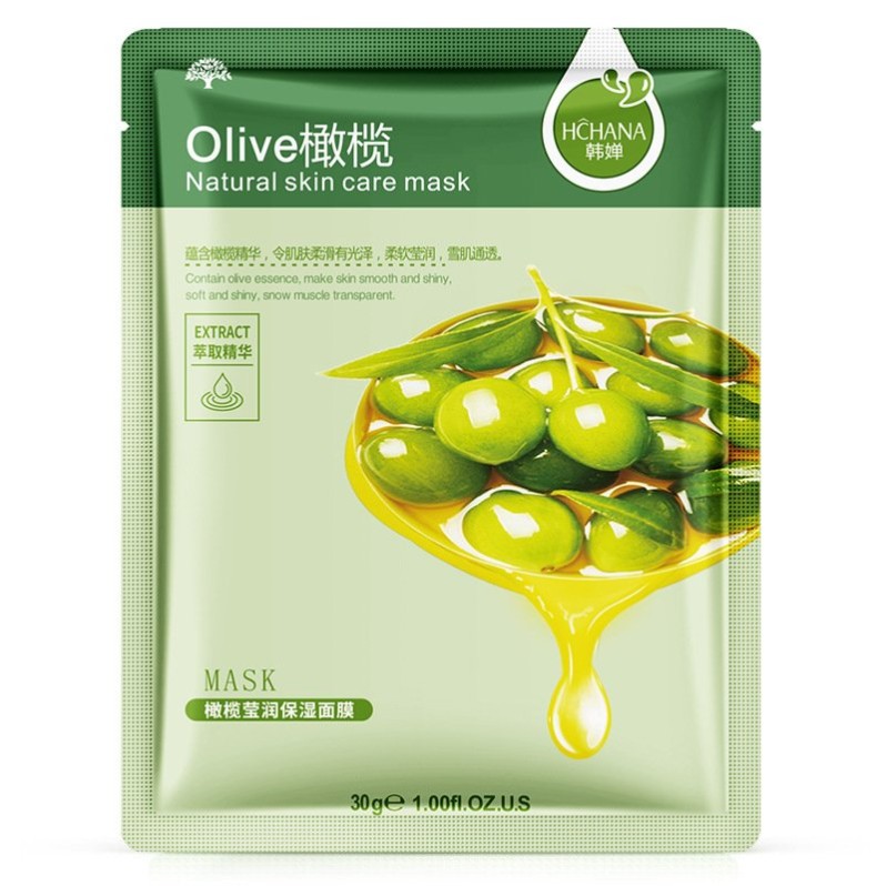 Маска для лица тканевая увлажняющая с экстрактом оливки (Olive Moisturizing Facial Mask Hchana) 30 г