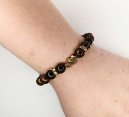 Браслет с бусинами, слон, тигровый глаз, 8 мм