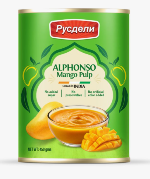 Пюре из манго без добавления сахара (Alphonso Mango Pulp Rusdeli) 450 г