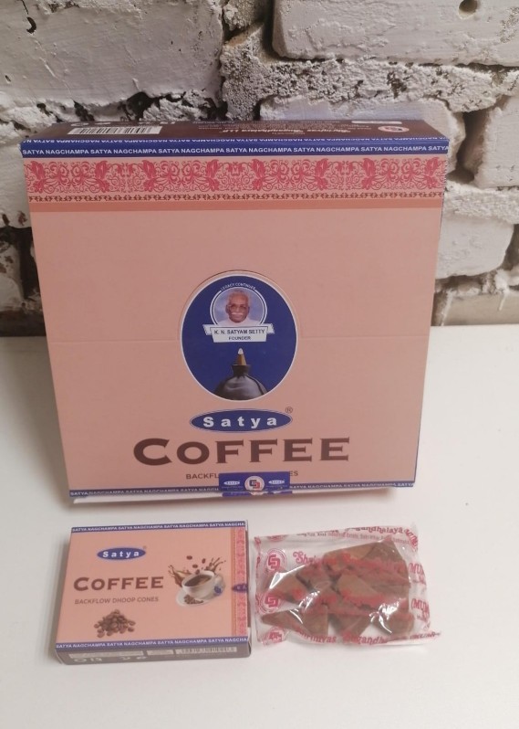 Благовония конусы стелющийся дым премиум Кофе Сатья (Backflow Dhoop Cones Coffee Satya) 10 конусов
