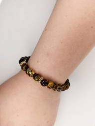 Браслет с бусинами, Будда, тигровый глаз, 8 мм