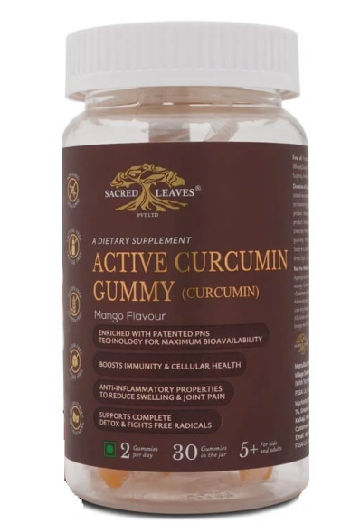 Куркумин для детей и взрослых в мармеладках со вкусом манго (Active Curcumin Gummy Sacred Leaves) 30 штук, 130 мг