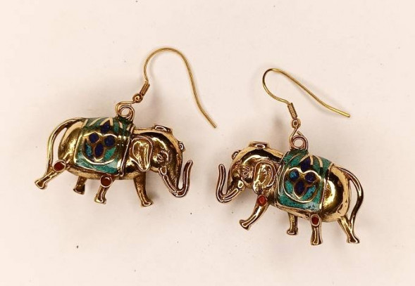 Серьги Слон, металл 2,5 см