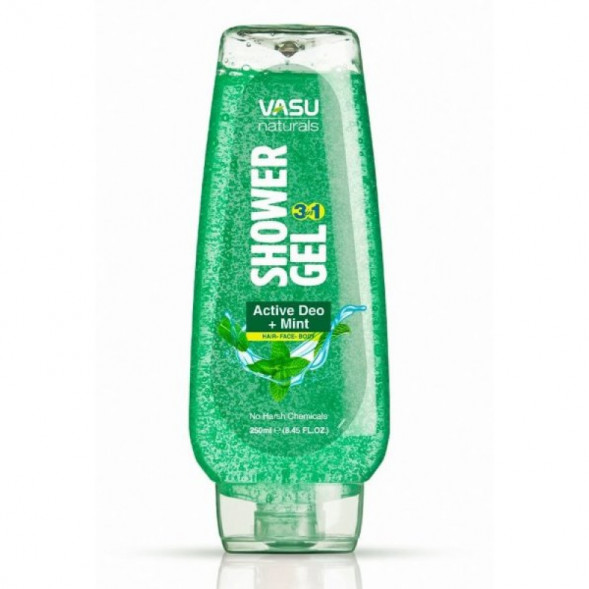 Гель для душа увлажняющий Активный Део Мята (Trichup Vasu Shower Gel-Active Deo Mint) 250 мл