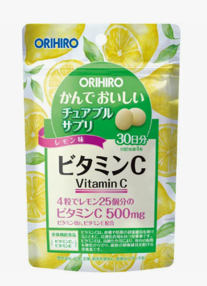 УЦЕНКА! Витамин С со вкусом лимона СРОК ДО 12.2026 (Japan Orihiro Vitamin C) 120 таблеток (500 мг)