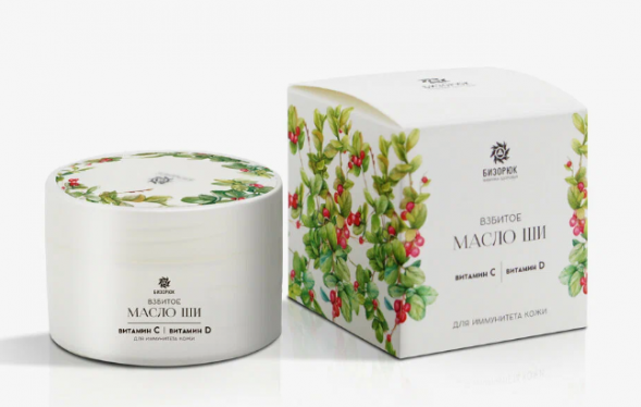 Масло Ши взбитое с витаминами С и Д для иммунитета кожи (Бизорюк) 50 мл