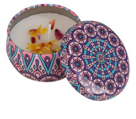 Свеча ароматическая соевая Сандаловое дерево в жестяной банке (Sandalwood Candle) 5 х 3 см