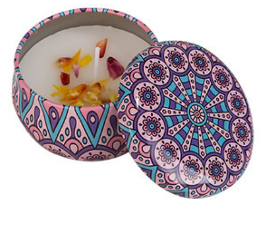 Свеча ароматическая соевая Сандаловое дерево в жестяной банке (Sandalwood Candle) 5 х 3 см