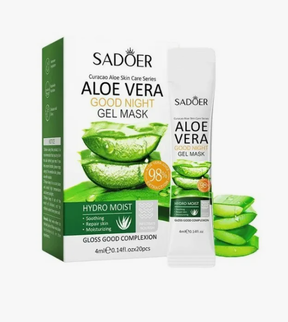 Маска косметическая с алоэ вера Ночная для всех типов кожи (Sadoer Aloe Vera Good Night Gel Mask) 4 г х 20 шт