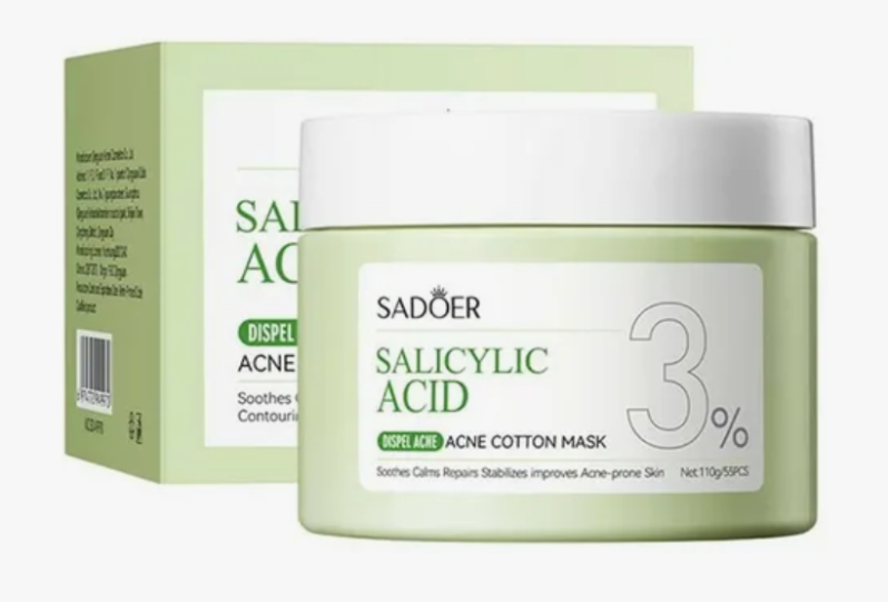 Маска от прыщей и акне на лице с салициловой кислотой (Salicylic Acid 3% Acne Cotton Mask Sadoer) 55 шт