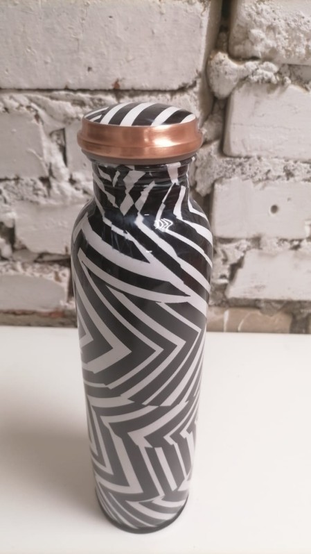 Медная бутылка для воды Чанда (Pure Copper Bottle Zebra print Chanda) 1000 мл