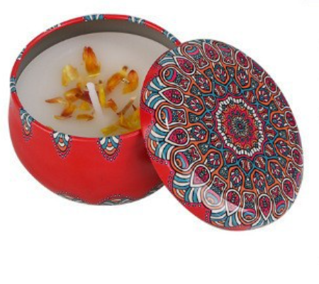 Свеча ароматическая соевая Лаванда в жестяной банке (Lavender Candle) 5 х 3 см