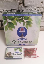 Благовония конусы стелющийся дым премиум Чистый дом Сатья (Backflow Dhoop Cones Pure House Satya) 10 конусов