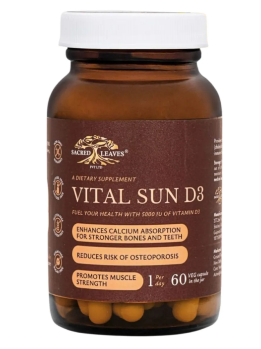 Витамин Д3 Витал Сан для костей, суставов, волос Сакред Ливс (Sacred Leaves Vital Sun D3) 60 капсул