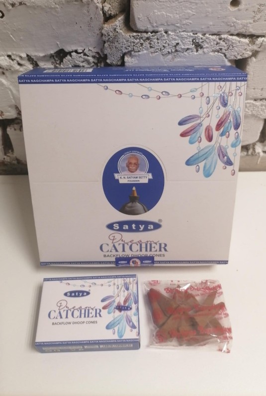 Благовония конусы стелющийся дым премиум Ловец снов Сатья (Backflow Dhoop Cones Dream Catcher Satya) 10 конусов