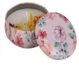 Свеча ароматическая соевая Гардения в жестяной банке (Gardenia Candle) 5 х 3 см