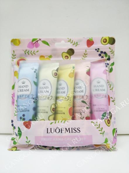 Набор кремов для рук фруктовый: персик, ягоды, грейпфрут, масло ши, черника (Luofmiss Plant Hand Cream set) 5 шт x 30 г