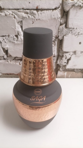 Медный кувшин со стаканом Сага (Pure Copper Jug Silk Gray Saga) 1000 мл
