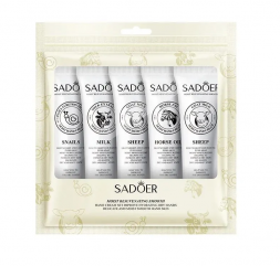 Набор кремов для рук: муцин улитки, молочные сливки, лошадиное масло, козье молоко (Sadoer Plant Hand Cream set) 5 шт x 30 г