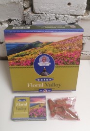 Благовония конусы стелющийся дым премиум Цветочная долина Сатья (Backflow Dhoop Cones Floral Valley Satya) 10 конусов