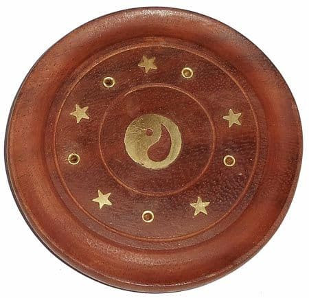 Подставка для благовоний Инь-Ян дерево Шишам 10 см круг